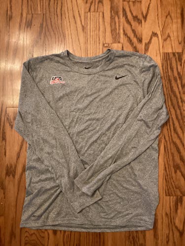 USA Hockey Gray Long Sleeve Dri-Fit Shirt