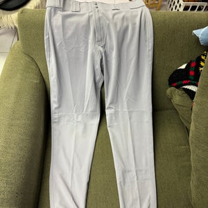 Gray New Large Adult Men's Easton Game Pants-Elastic Bottom & black belt