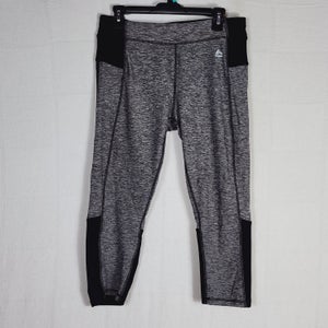 RBX Black and Grey Heather Poly Span with Mesh Leg Vents Stretch Capri Yoga Pants Size XL
