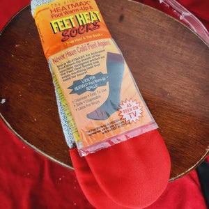 The Original Grey Red Acrylic Poly Heatmax Foot Warm Up and Feet Heat Sock Size 10-13