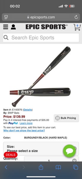 BWP Professional JM33 Maple 34”