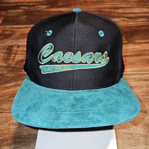 Vintage Caesars Palace Las Vegas Casino Tour Script Hat Cap Vtg Black Snapback