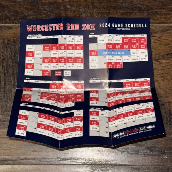 Worcester Red Sox 2024 MILB Minor Baseball Season Team Issued Pocket Schedule