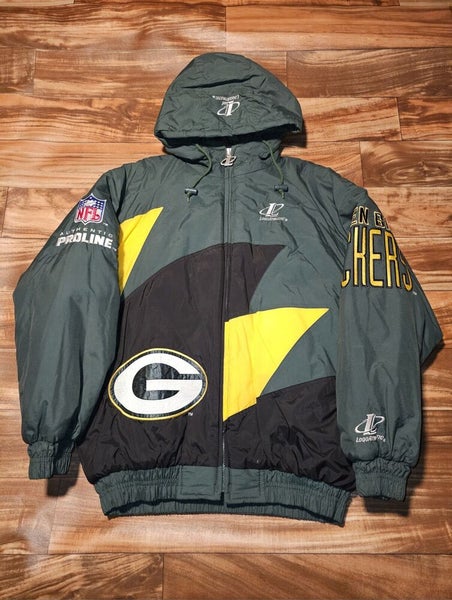 Vintage Green Bay Packers NFL Sports Logo Athletic Hooded Jacket Coat Size L/XL