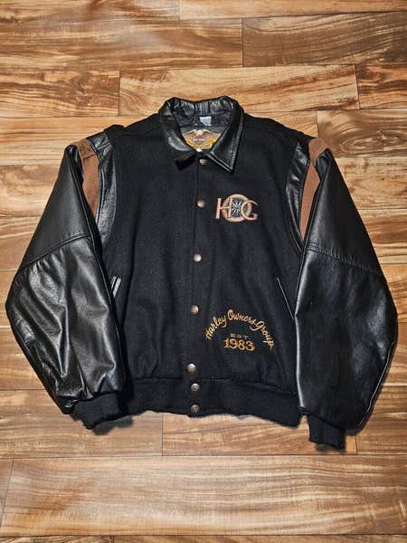 Vintage Harley Davidson Wool Leather Bikers HOG Est 1983