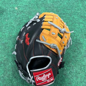 Black Used Rawlings R9 Right Hand Throw First Base Baseball Glove 12"