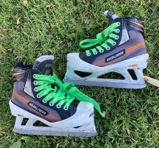 Used Junior Bauer Performance Hockey Goalie Skates | Size 1.5