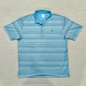 Callaway Men’s Opti Dri Moisture Wicking Golf Polo Size XL Light Blue Stripe