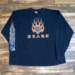 Vintage Y2K Chicago Bears Shirt Men’s Size 2XL Black Fire Flames Graphic Tee