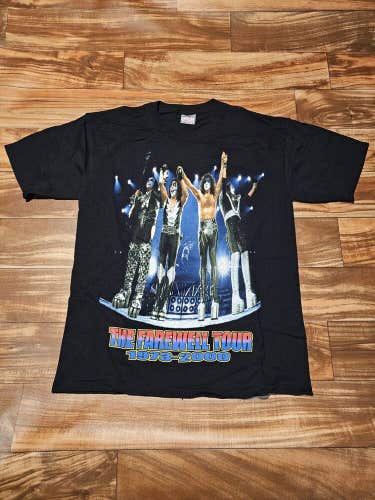 Vintage Kiss Farewell Tour Band I Was There Concert Vtg Black T Shirt Size Large
