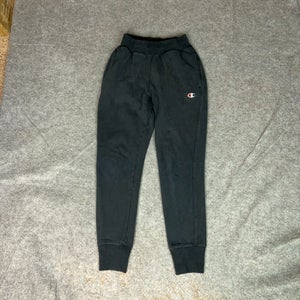 Champion Womens Pants Small Black Reverse Weave Jogger Sweatpants Logo Sports