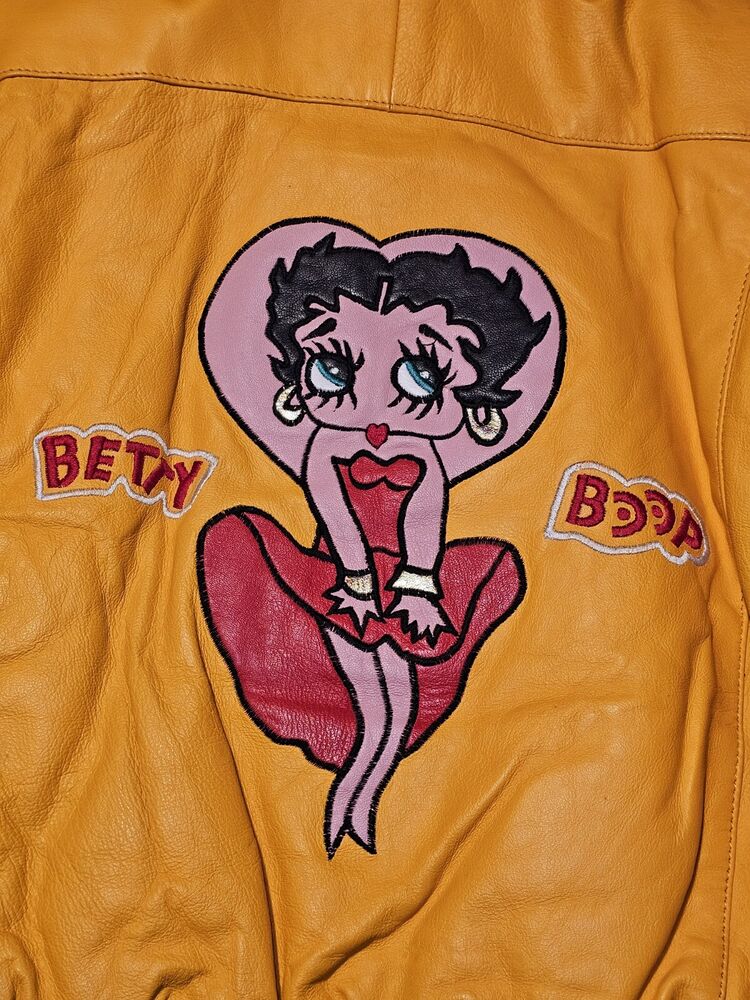 NEW Vintage Rare Betty Boop Leather Embroidered Cartoon Jacket