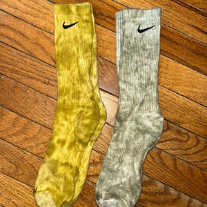 Green And Yellow Tie Dye Nike Dri-Fit Socks Large