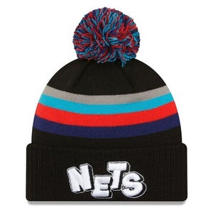 New Era 60493892 Beanie Youth Black Brooklyn Nets Removable Pom Knit NBA LW292