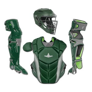 All Star MVP Pro Series Adult 16+ Baseball Catchers Gear Set - Dark Green Grey