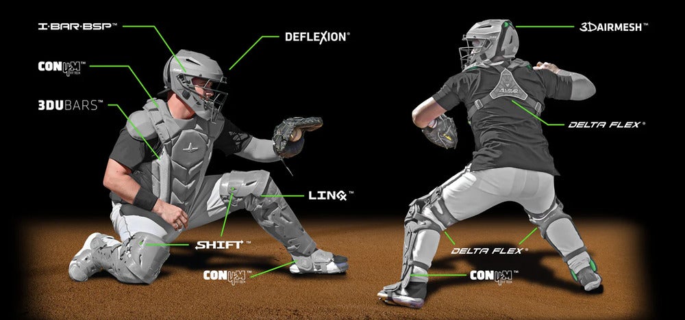 All Star MVP Pro Series Adult 16+ Baseball Catchers Gear Set - Dark Green Grey