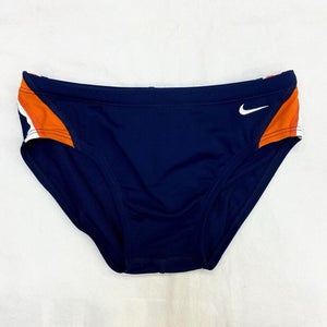 Nike Poly Color Surge Competitive Swim Brief Men's Sz 26 28 Navy Orange NESS7054