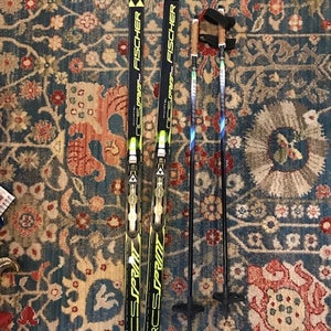 Used Fischer RCS Cross Country Skis With Bindings and Poles