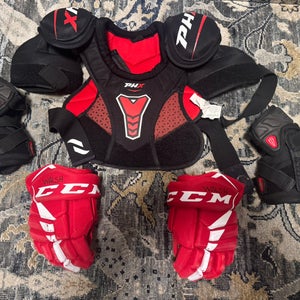 Youth shoulder/elbow pads and gloves