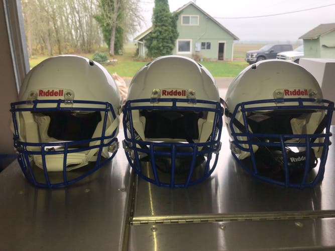 3 USED RIDDELL SPEED ADULT HELMETS - METALLIC WHITE