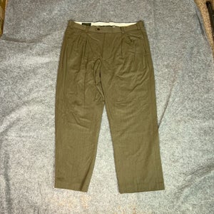 Orvis Mens Pants 38x28 Brown Straight Wool Pleated Dress Work Formal Signature