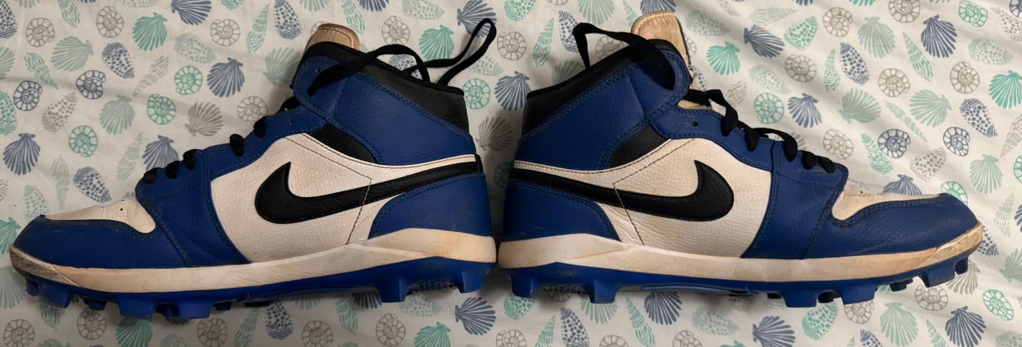 Air Jordan 1 Molded Blue Baseball Cleats Used