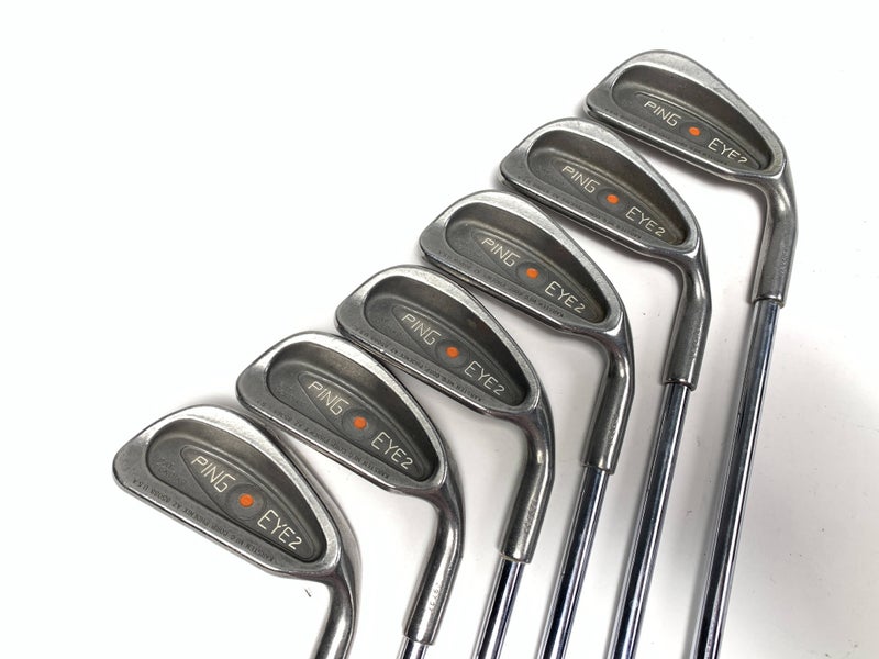 Ping Eye 2 Iron Set 3-8 Orange Dot 2* Flat Karsten ZZ-Lite Regular Steel Mens RH