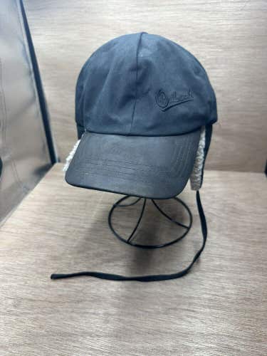 Vintage Australian Outback Waxed Cotton Bomber Ear Flap Cap Black Medium