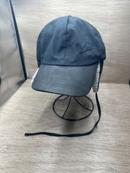 Vintage Australian Outback Waxed Cotton Bomber Ear Flap Cap Black Medium