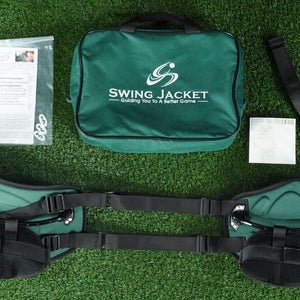 PETER JACOBSEN SWING JACKET GREEN GOLF TRAINING AID W/ BAG ~ SM, 26" - 40" CHEST