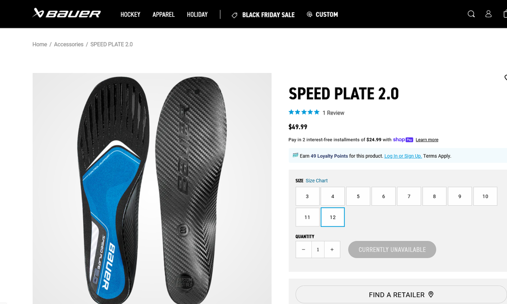 2022 Bauer Hockey Skate Speed Plate 2.0 Insoles Moldable Comfortable ...