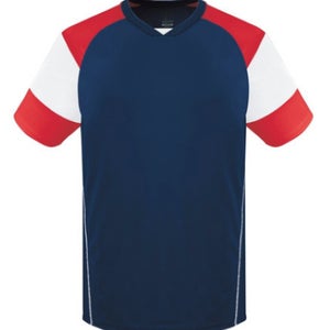 High Five Youth Unisex Mundo Essortex Large Navy White Scarlet Soccer Jersey New