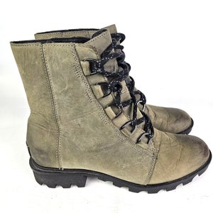SOREL Phoenix Short Waterproof Gray Leather Lace Up Boots Women's Szie: 9