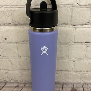 Hydro Flask 24oz Insulated Bottle Wide Mouth Flex Straw Lid Handle Lupine Purple