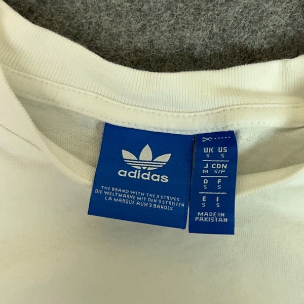 Adidas Mens Shirt Small White Tee T Big Logo Sports Casual Street Bold Graphic