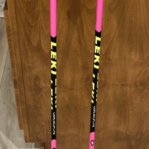 Pink 38in (95cm) Leki Racing World Cup Lite SL Ski Poles w/glove clip straps
