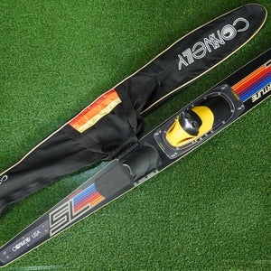 AMAZING VINTAGE CONNELLY SL75 SHORTLINE 63 SLALOM WATERSKI GRAPHITE, S 7-8 BOOT