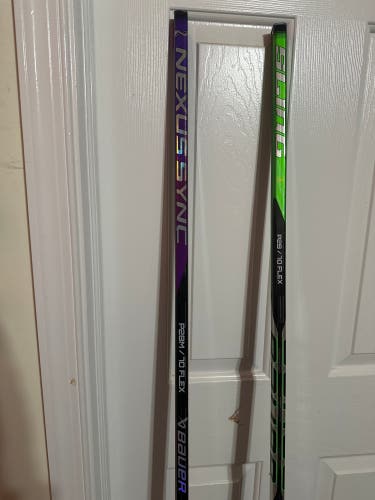 Used Senior Purple Bauer Right Handed P28M Pro Stock Nexus Sync Hockey Stick