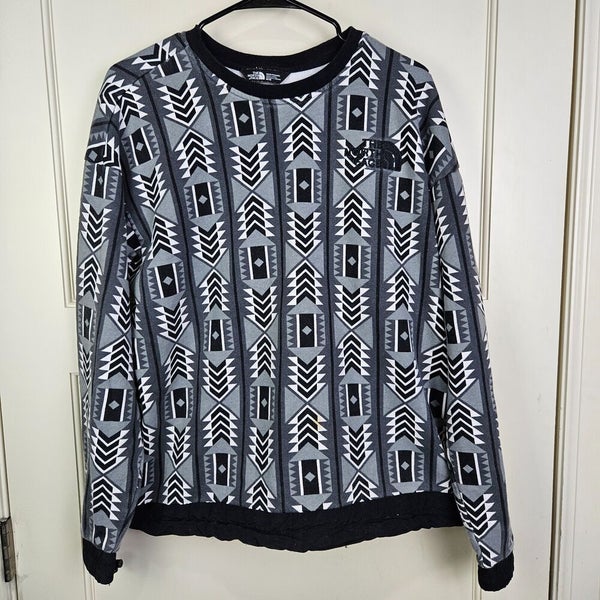 The North Face 92 Rage Fleece Crewneck Sweatshirt Black Aztec Print Men's Size M