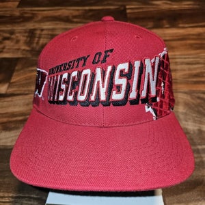 Vintage Rare Wisconsin Badgers Sports Specialties Wool Blend Grid Hat Snapback
