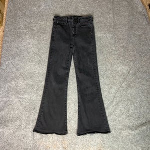 American Eagle Women Jeans 4 Black Flare Denim Pant High Rise Casual Capsule