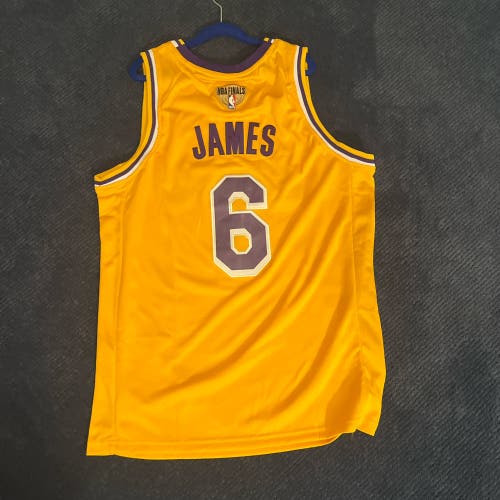 Men’s Yellow and Purple NBA Finals LeBron James Lakers Jersey