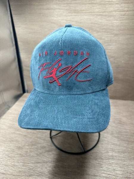 Vintage Nike Air Jordan Snapback Original Corduroy Hat Blue Leather Strap