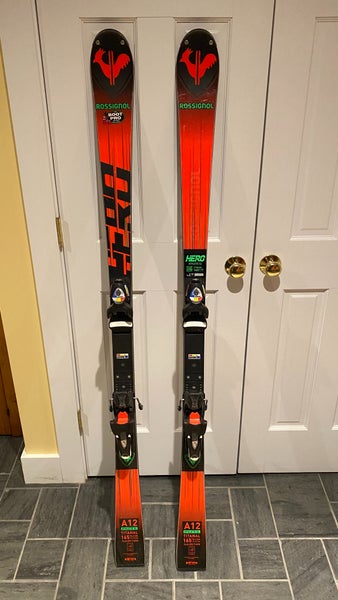 Used 2024 Rossignol 165 cm Racing Hero A FIS SL Skis With Bindings Max Din 15