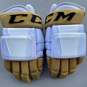 CCM HG97 Pro Stock Hockey Gloves 15” White and Gold KNIGHTS 31387