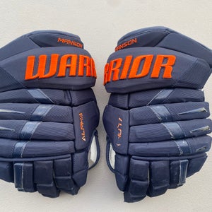 Warrior Alpha DX Pro Stock Hockey Gloves 14" Navy Blue Oilers 31394