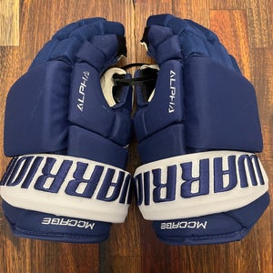 Warrior Alpha QX pro stock gloves - Jake McCabe - Toronto Maple Leafs - 13" extended fingers