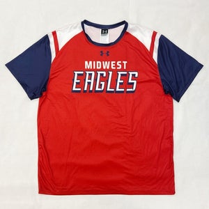 Under Armour Midwest Eagles Short Sleeve Baseball Jersey Men's L 2XL Red Navy