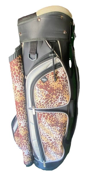 Cheetah Print Golf Bag 1 Strap 13-Dividers Putter Well Cooler Pocket Rain Cover