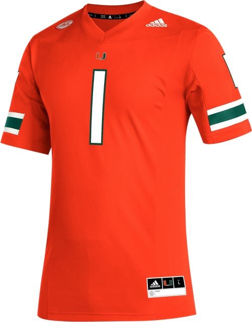 NWT men's XL Miami Hurricanes Adidas Premier Football #1 Jersey